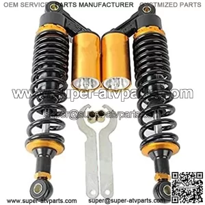 2pcs Adjustable 340mm Motorbike Air Shock Absorbers Universal Fit for Suzuki Yamaha Kawasaki ATV Go Kart Quad Dirt Sport Bikes (BlackGold, 340MM)