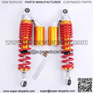 Air Gas Shock Absorbers 370mm 14.6 inches Round Ends Motorcycle Replacement Universal for Suzuki Kawasaki Yamaha Scooter Atv Quad Dirt Sport Bike Go Kart Red Golden
