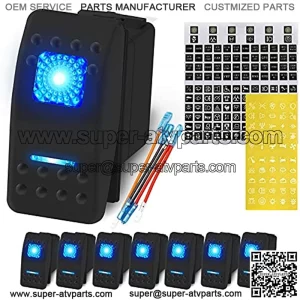 8 Gang Switch Panel with Relay System, LED Light Switch Panel for Truck, SUV, UTV, Car, Offroad, Caravan, Boat, Waterproof Automotive Multifunction Switch, Automatic Dimmable (Green)