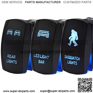 BACKUP LIGHTS Rocker Switch 5Pin Laser On/Off Blue LED Light 20A/12V 10A/24V Toggle Switch With jumper wires set for Automotive Boat Marine Truck Jeep Off-Road Bus RV