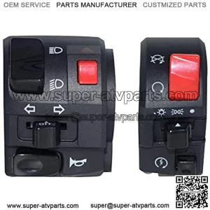 7/8" 22mm ATV Motorcycle Handlebar Controll Switches Left Right for Horn Button Turn Signal Electric Fog Lamp Light Start Kill Warning Light