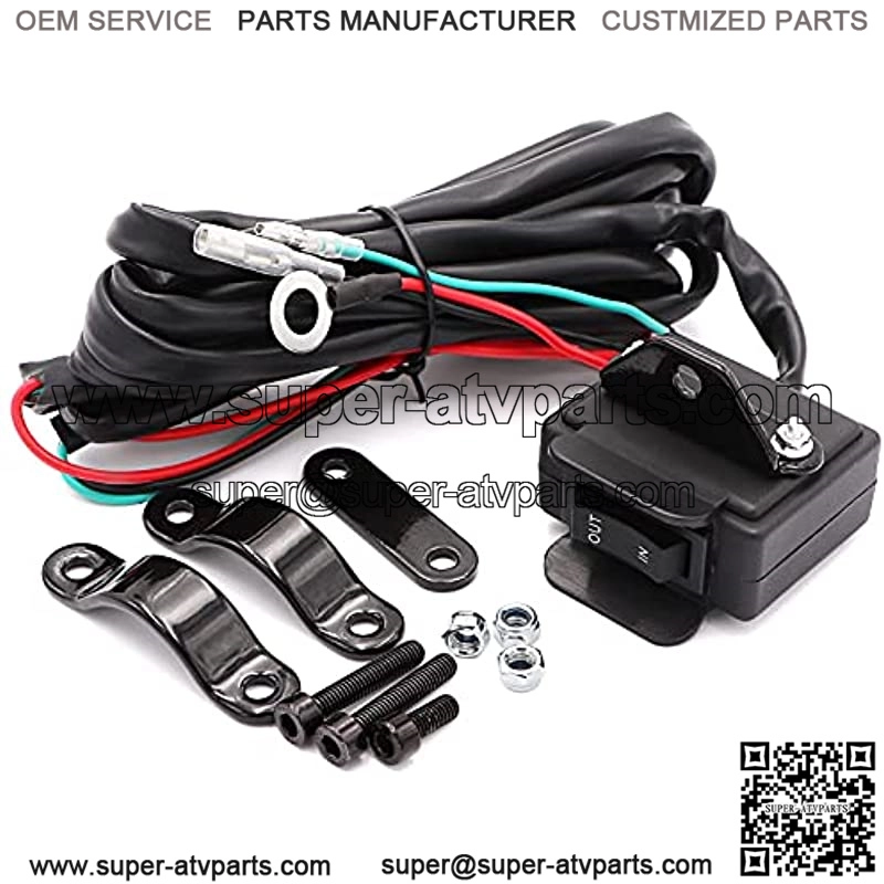 12V Winch Rocker Thumb Switch for ATV UTV, with Mounting Bracket Handlebar Control line kit