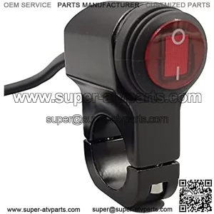 Motorcycle Handlebar Switch, Waterproof Button with Red Light, 12V Light Control Switch with Solid Aluminium Alloy Base for Motorcycle ATV Dirt Bike, Fits 7/8" Handlebars (22mm)