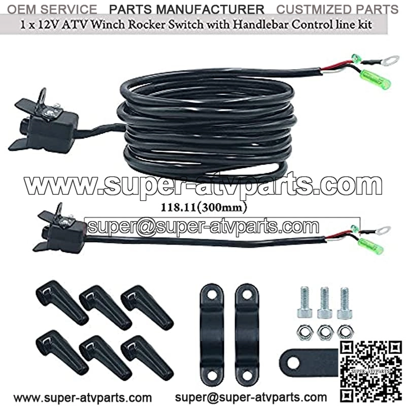 12V Winch Rocker Thumb Switch Control Line with Mounting Handlebar for ATV UTV Handlebar Control Line Kit - Image 4