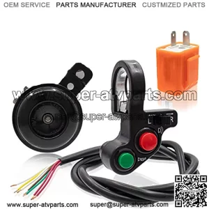 MS1-S01 7/8" Horn Turn Signal On/Off Light Switch + Flasher Relay + Horn Replacement for Honda Yamha Suzuki Kawasaki Arctic Cat Motorcycle ATV Offroad