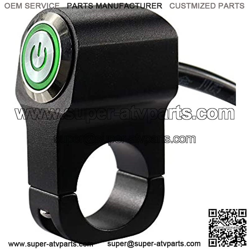 12v 10A Motorcycle ATV 7/8inch 22mm Handlebar Push Button Switch Headlight Hazard Brake Fog Light ON Off Switches-Green LED - Image 2