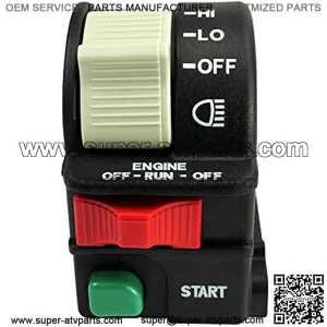 Left handlebar Bar Control Switch, ATV Engine Start Run Off Headlight HI LO Off Start Light Switch for Polaris Predator 500 Outlaw 450 Outlaw 500 Outlaw 525, Replace 4011442 4011387 4010594