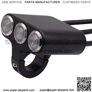 Motorcycle Handlebar Switch ATV Handlebar Light LED Universal Handlebar Controls Triple Head Adjustable Mount Bike Headlight On Off Light Black