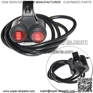 Motorcycle ATV Handlebar Double Control Button Switch Headlight Hazard Brake Fog Light ON OFF ON Switches With Indicator Light