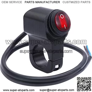 7/8?? Motorcycle Handlebar Switch Waterproof ATV Handlebar Light Switch 12v Red Led Illuminated Push Button Switch O/I Aluminum Alloy Motorcycle Control Switch with 50cm Connect Line F014