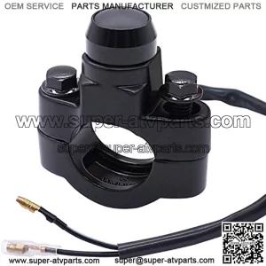 7/8" Motorcycle ATV Handlebar Latching Headlight Fog Brake Light Aluminium Alloy Button Switch Black with 60cm Connect Line and Two Bullet Connectors F011