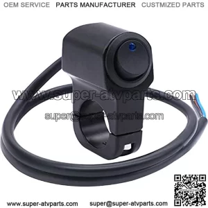 Universal 12v 7/8?? Blue Light Illuminated Motorcycle ATV Handlebar Push Button Switch Headlight Hazard Brake Fog Light ON/Off Aluminum Alloy Control Switch with 50cm Connect Line F010