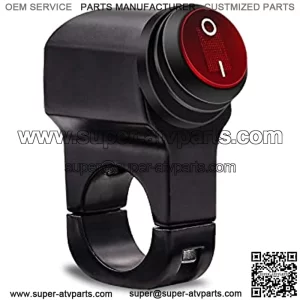Motorcycle Handlebar Switch 7/8" 12V ATV Handlebar Aluminium Alloy Waterproof Switches with Red Light for Motorcycle Light Bike Light Spotlight (1)