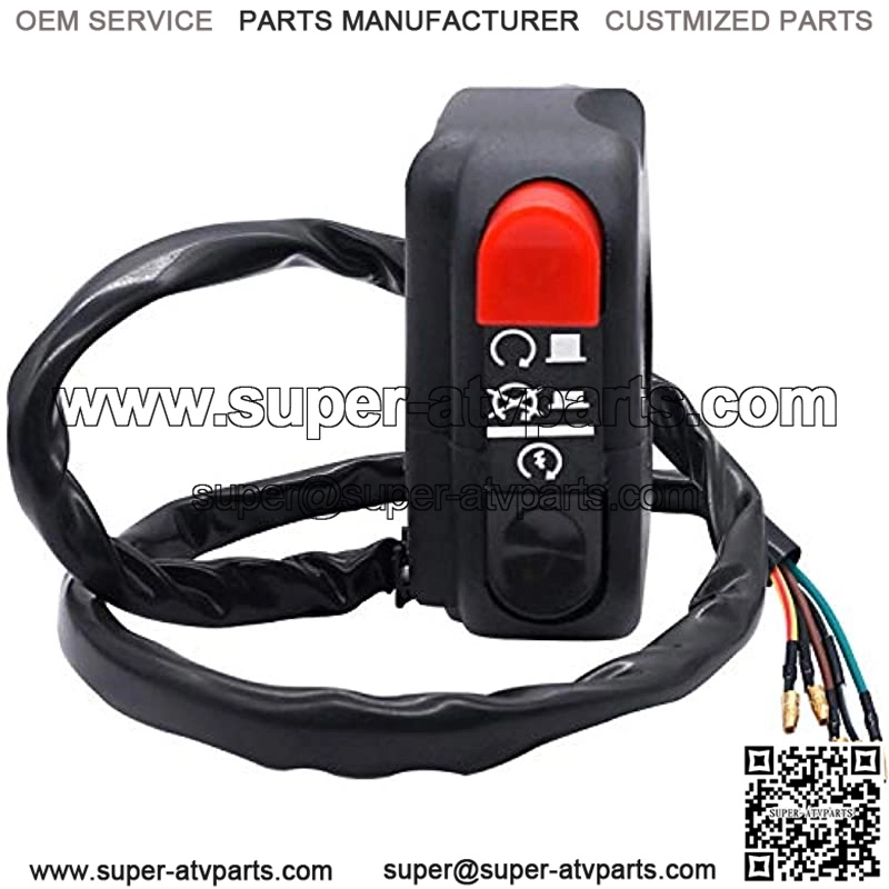 12v 7/8?? Universal Motorcycle Starter/Kill Push Button Switch for ATV Scooter Pit Dirt Bike 22mm Handlebar with 24in Connect Line F004