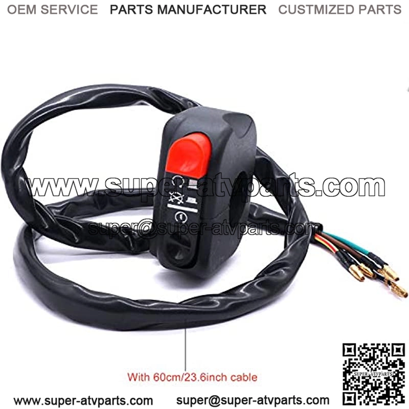 12v 7/8?? Universal Motorcycle Starter/Kill Push Button Switch for ATV Scooter Pit Dirt Bike 22mm Handlebar with 24in Connect Line F004 - Image 4