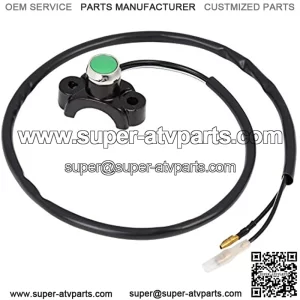 CYCLE Aluminum Alloy Motorcycle Handlebar Control Horn Start Switch Momentary Action Button with Two Connectors Green