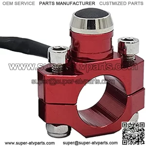 Aluminum 7/8" Motorcycle Handlebar Control Horn Start Switch Button Momentary Action with Two Bullet Connectors Red
