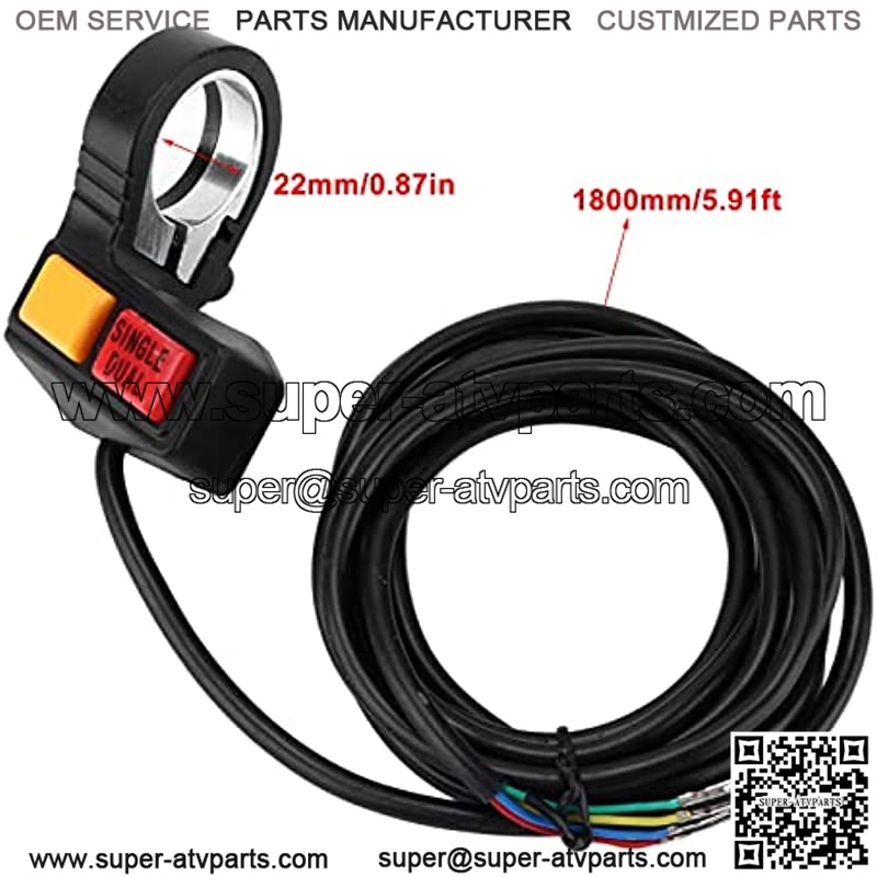 22mm Motorcycle ATV Switch Handlebar Control Switch Kill Stop Switch Headlight Horn Button 2 in 1 1800mm Wire Length Universal for Motorcycle Off?Road Vehicles Scooters - Image 2