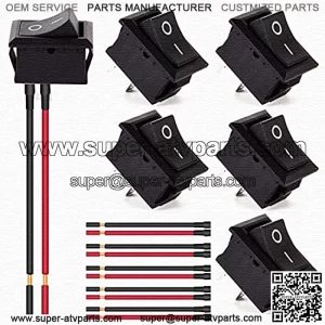 6 Pack ON/OFF 2 Pin Rectangle Rocker Switch Snap Toggle Switches with Wires Pre-Wired Control for 12V DC Cars,Trucks,RVs, Boats Marine Auto Motorcycle 110 Volt Household AC 6A/250V 10A/125V