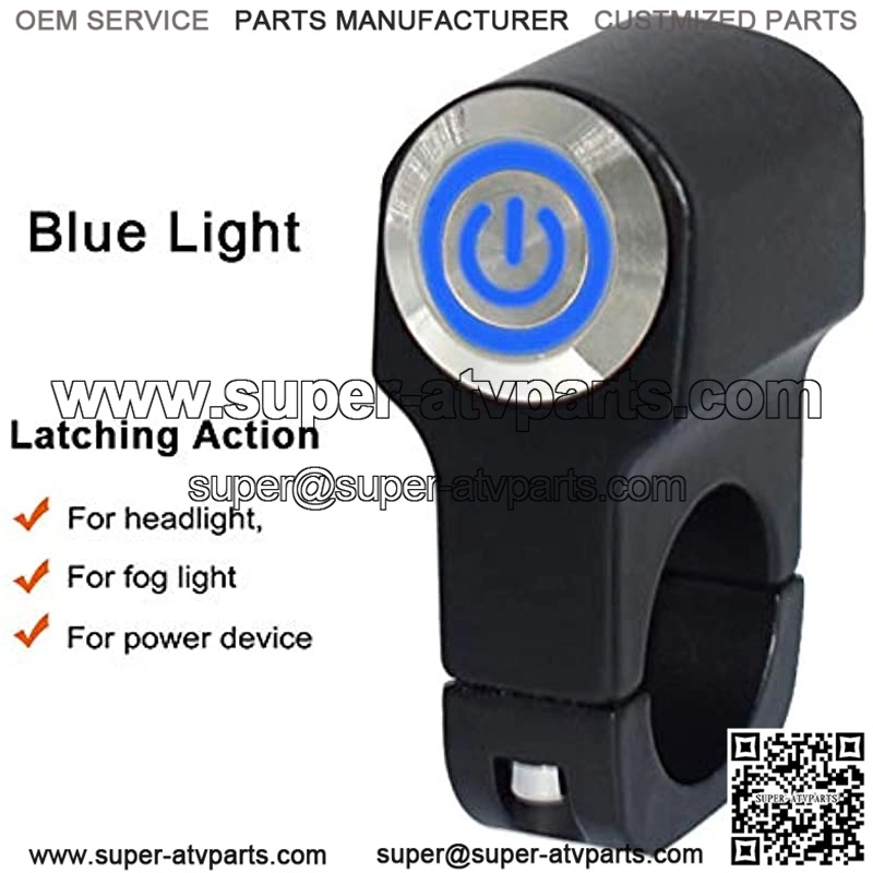 22mm 7/8" ON-Off Motorcycle Switches Handlebar Mount Healight Fog Light Switch with Blue Indicator Light 12V - Image 2