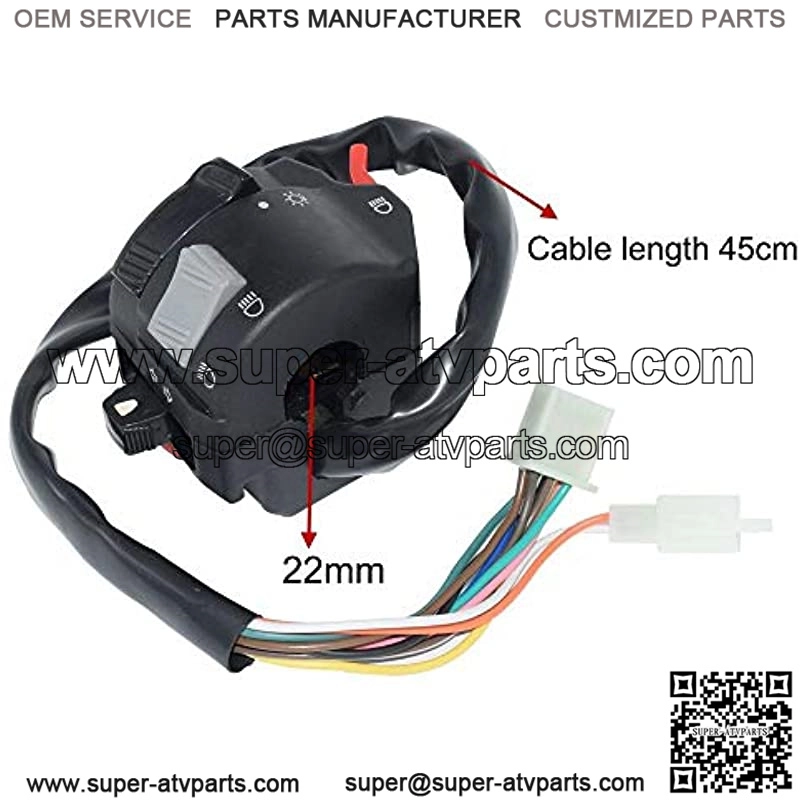 22mm Motorcycle ATV Handlebar Control Switches Button Fog Lamp Abstemious Turn Signaling Horn Switch with 11 Wiring Harness Accessories (Color : Black) - Image 2