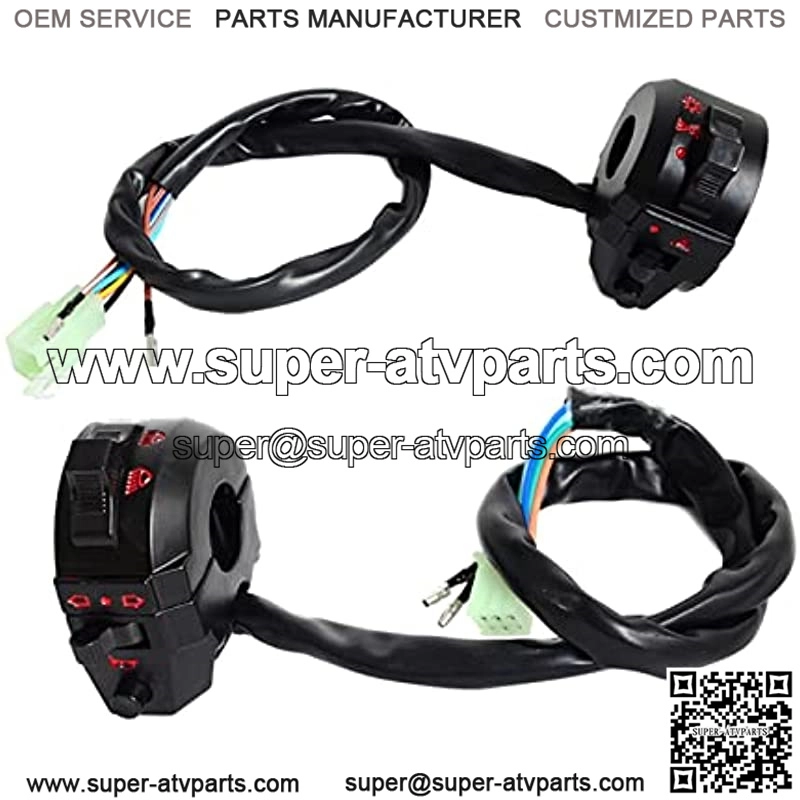 2Pcs 7/8"" 22mm Motorcycle Motorbike ATV Handlebar Left Right Side Control Switch Good/Low Beam Light Turn Signal Horn Switches (Color : Black)