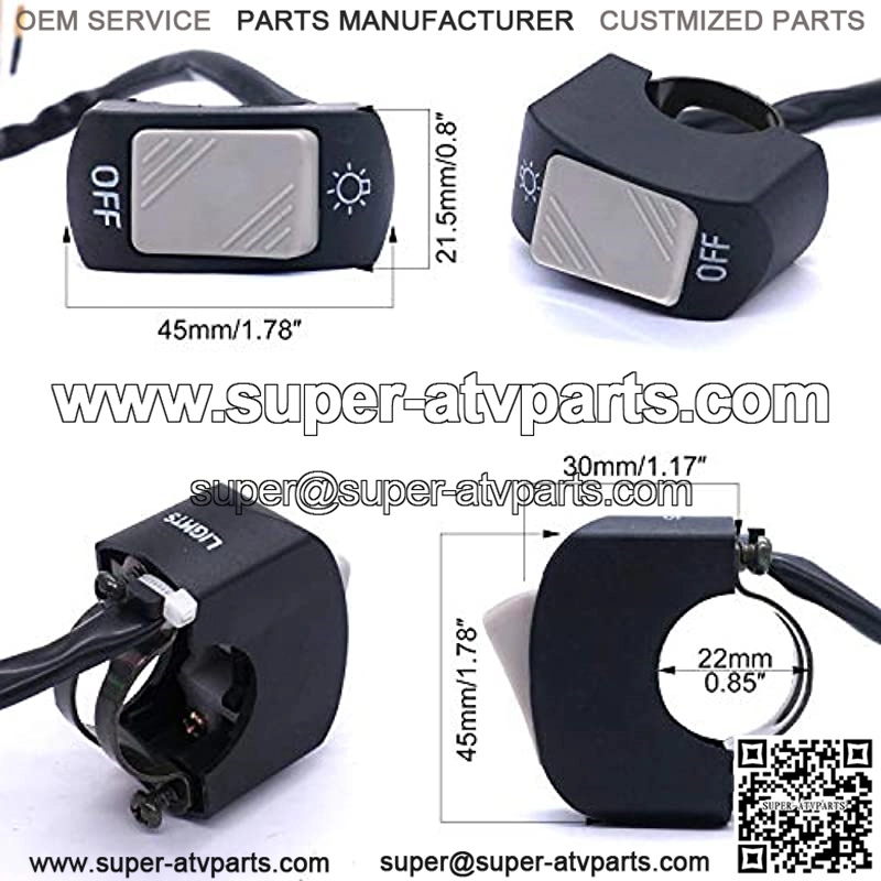 12V 7/8??(22mm) Universal Motorcycle Handlebar Switch Motorcycles Scooter Electrombile Motorbike Headlight Grey On Off Button F001-H - Image 2