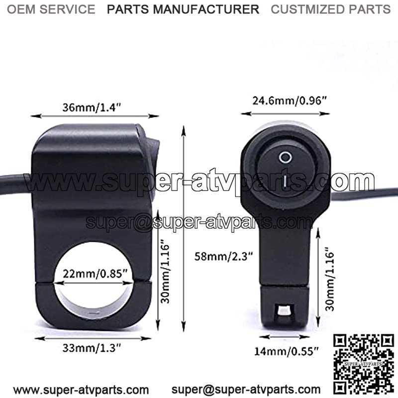 12v Motorcycle ATV Handlebar Push Button Switch O/I Aluminum Alloy Control Switch with 50cm Connect Line - Image 2