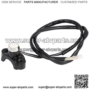 CYCLE Aluminum Alloy Motorcycle Handlebar Control Horn Start Switch Momentary Action Button with Two Connectors White Button