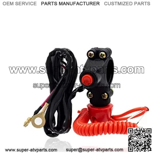 BR2-L02 Dirt Bike Handlebar Mount Safety Tether Engine Kill Stop Switch Push Button 12V 2 Wires for Yamaha Honda Tohatsu Boat Outboard Motorcycle ATV Dirt Bike
