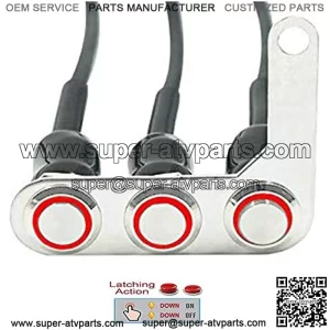 Universal Stainless Steel LED Motorcycle Switch ON-OFF Handlebar Adjustable Mount Waterproof Switches Button DC12V Fog Light (E-RED)