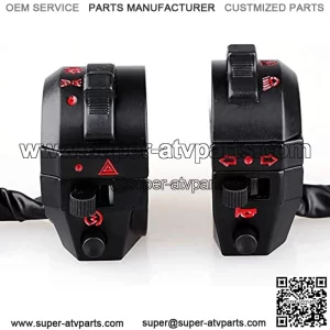 7/8" 22mm Pair Motorcycle Handlebar Switch 12V Handlebar Horn High/Low Beam Turn Signal Switch Control for Motorbike - Left & Right