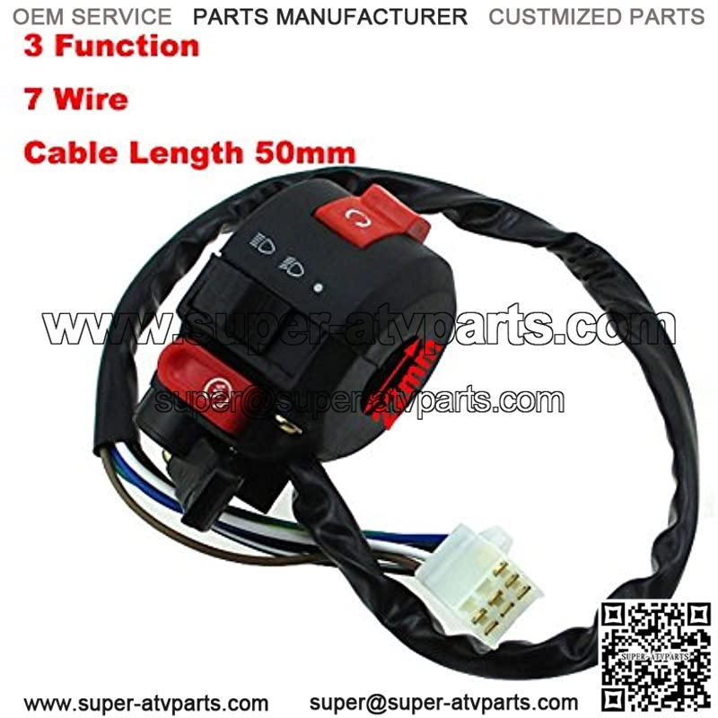 3 Function 7 Wire 7/8" 22mm Kill Start Light Choke Switch For ATV Quad 4 Wheeler Taotao Sunl Roketa Kazuma 50cc 70cc 90cc 110cc 125cc - Image 2