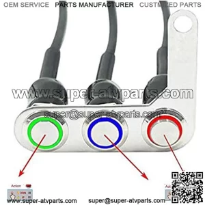 Universal Stainless Steel LED Motorcycle Switch ON-OFF Handlebar Adjustable Mount Waterproof Switches Button DC12V Fog Light (E-3)