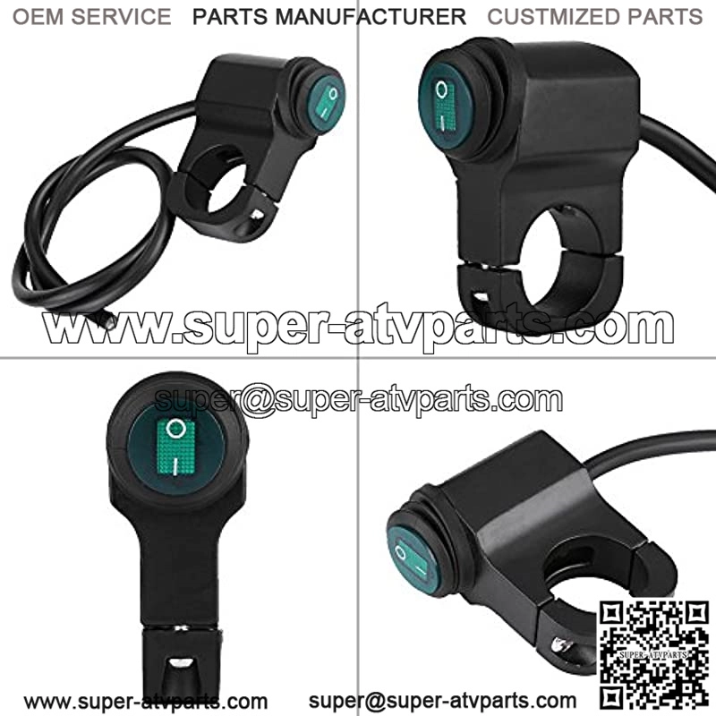 12V Motorcycle ON/Off Switch, Motorcycle Headlight Switch, Universal Waterproof 22mm Handlebar Motorcycle Headlight Fog Spot Light Switch with Indicator Light (Green) - Image 3