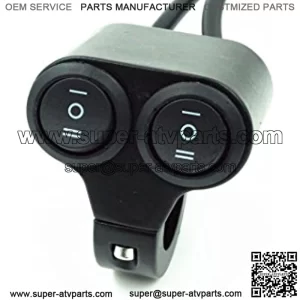 Motorcycle ATV On-Off Dual Switch Waterproof Handlebar Mounting Switch With Indicator Light (Black(ON/OFF/ON))