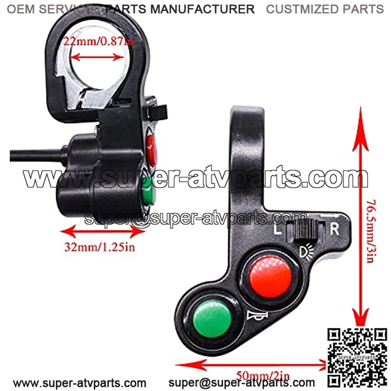 22mm 7/8" Motorcycle ATV turn signal headlight horn Handlebar Button Switch,motorcycle light switch,for Electric Motorcycle Scooter Dirt Pit Bike F-037 - Image 2