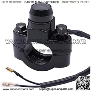 7/8" Motorcycle ATV Handlebar Latching Headlight Fog Brake Light Aluminium Alloy Button Switch Black with 60cm