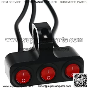 Waterproof 7/8?? Motorcycle Switch, 12V Handlebar Three Control Kill Button Switch, Red Led Illuminated Motorcycle Control Kill Button Switch