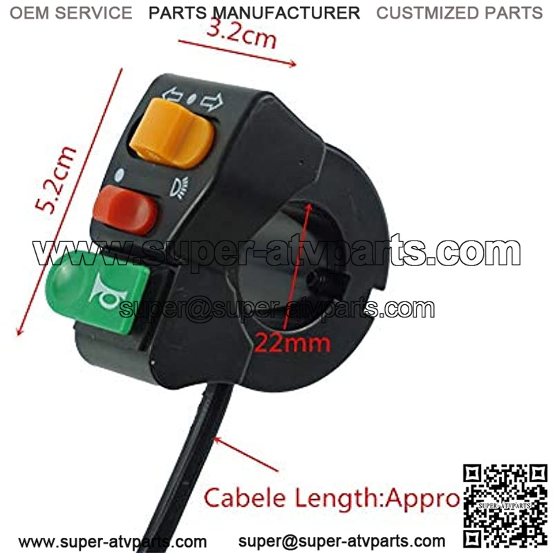 22mm 7/8" Universal Components Motorcycle Handlebar Switch 3 Control Button in 1 Headlight Turn Signal Horn Button for ATV Dirt Bike Moped (Color : Black) - Image 2