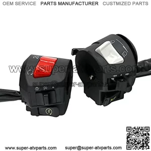 Universal Motorcycle Handlebar Switch 7/8inch 22mm, 1 Pair Motorcycle Handlebar Horn High/Low Beam Turn Signal Switch Control Left Right Side for Motorbike Electromobile Dirt Bike ATV 125cc