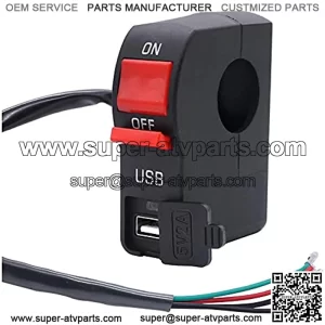 12v 7/8??Motorcycle Handlebar On Off Push Button Switch,with 12V5A USB Car Charger Headlight Control Switch