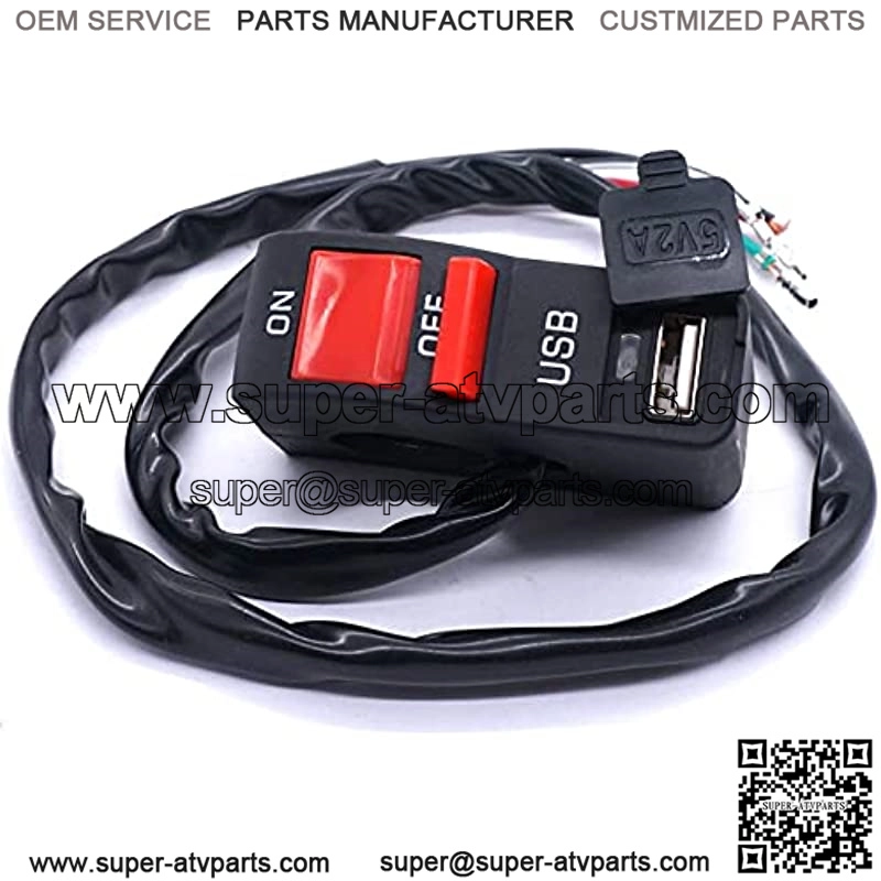 12v 7/8??Motorcycle Handlebar On Off Push Button Switch,with 12V5A USB Car Charger Headlight Control Switch - Image 2