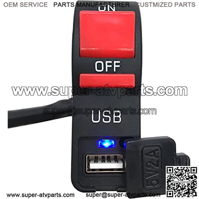 12v 7/8??Motorcycle Handlebar On Off Push Button Switch,with 12V5A USB Car Charger Headlight Control Switch - Image 4