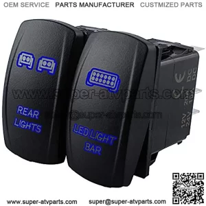 Interruptor basculante de barra de luz LED para UTV Polaris Ranger RZR 800 ?C 1000 XP Turbo Can Am Commander 800 Maverick X3 Accesorios-ON-Off Luz LED, 20A 12V 5 Pin Toggle Rocker Kit (azul)
