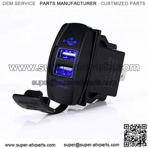 4.2 AMPS-Fast Dual USB Charger Rocker Switch Style Blue LED Back-lit for Boats, Side by Side, Off Road Vehicles, Recreational Vehicle