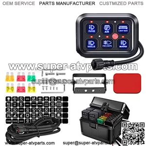 6 Gang Switch Panel Universal Circuit Control Relay System with Fuse Wiring Harness Automatic Dimmable ON-Off LED Switch Pod for Cars Trucks Boats ATV UTV SUV, 2 Years Warranty