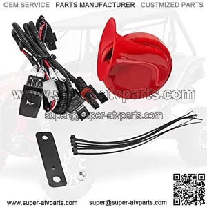 Universal RZR Horn Kit, UTV Loud Horn Kit Red Easy Installation with Rocker Switch Widely Compatible With RZR, CAN-AM, Ranger 105D 12V