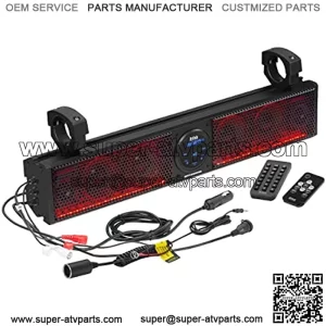 BOSS Audio Systems BRT26RGB ATV UTV Sound Bar System - 26 Inches Wide, IPX5 Rated Weatherproof, Bluetooth Audio, Amplified, 4 inch Speakers, 1 Inch Tweeters, USB Port, RGB Multicolor Illumination