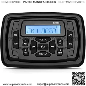 Marine Stereo Bluetooth Waterproof Boats Golf Cart Radio Digital Media Stereo Receiver AM FM Tuner Bluetooth Streaming on ATV UTV Motorcycle and Spa Hot Tubs